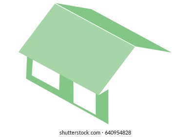 Vector illustration 3d green house on white background