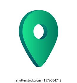 Vector illustration. 3d green icon isolated on white background. Map Icon. Location Icon.