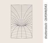 Vector Illustration of a 3D Grid Warp – Gravity Well Concept. Line design, editable strokes, EPS 10