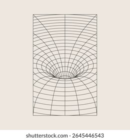 Vector Illustration of a 3D Grid Warp – Gravity Well Concept. Line design, editable strokes, EPS 10