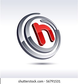 Vector illustration of 3D h symbol.