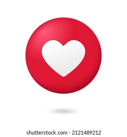 Vector illustration of 3D heart icon in a circle shape. Suitable for social media like button, love and dating app element, and valentine ornament.