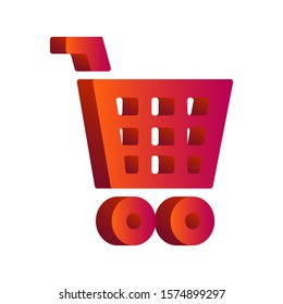 Vector illustration. 3d icon of cart isolated on white background. Map Icon. Location Icon. Shop icon.