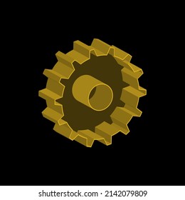 Vector illustration 3d industrial style gear. Mechanical technology symbol.isolated on black background, decoration, poster