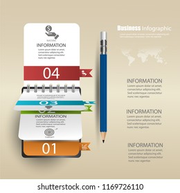 Vector Illustration 3D infographic design template and marketing icons. Pencil icon.