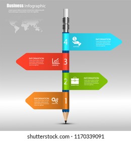 Vector Illustration 3D infographic design template and marketing icons. Pencil icon.