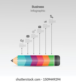 Vector Illustration 3D infographic design template and marketing icons. Pencil icon