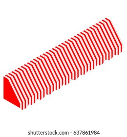 Vector illustration 3d isometric perspective striped awning for shop. Red and white awning .