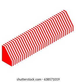 Vector illustration 3d isometric perspective striped awning for shop. Red and white awning .