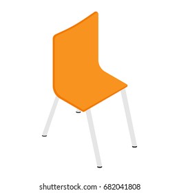 Vector illustration 3d isometric perspective orange room chair icon isolated on white background. Interior furniture. Dining chair.