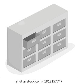 Vector illustration of 3d large filing cabinet used for office purposes