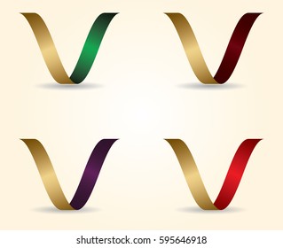 Vector illustration 3D letter of V