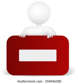 Vector illustration of 3d man behind a sign prohibiting