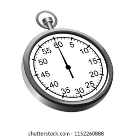 vector illustration of 3d metal stopwatch