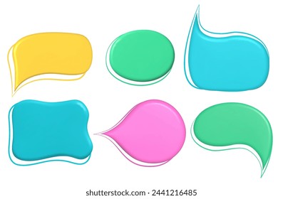 Vector illustration. 3d minimalist textbox set. frames blank template. Isolated textbox. Empty speech bubbles.Simple shapes. Design for brochure, magazine, book cove