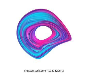 Vector illustration. 3d neon Colored flow shape. Abstract Colorful circle liquid of paint.