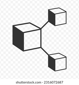 Vector illustration of 3d network icon in dark color and transparent background(PNG).