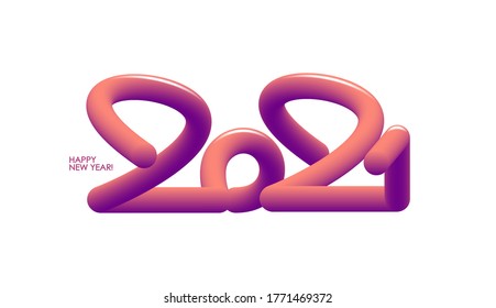 Ilustración del vector: 3d número de 2021 sobre fondo blanco. Feliz Año Nuevo.