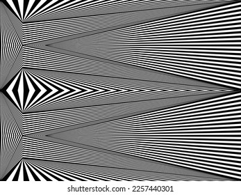 Vector illustration of 3d optical illusion. Black and White Hypnotic Background. endless Hypnotic patterns.