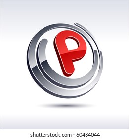 Vector Illustration Of 3D P Symbol.