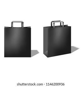 Vector illustration. 3D paper bag mockup.