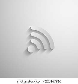 vector illustration of 3d paper wireless network icon with long shadow
