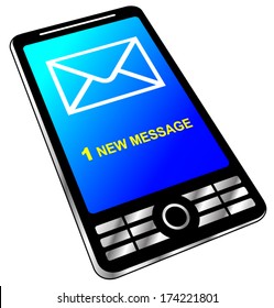 vector illustration 3d of phone with new message