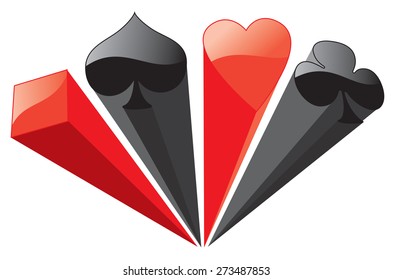 Vector illustration of 3D poker signs.