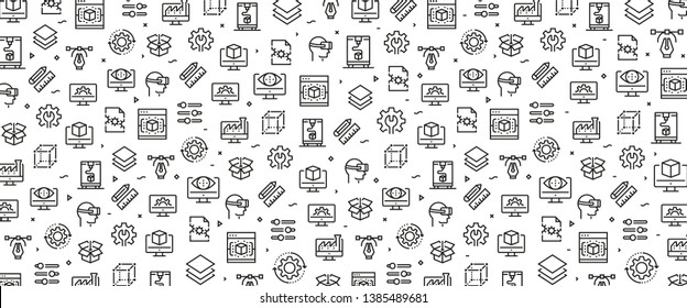 VECTOR ILLUSTRATION OF 3D PRINTING AND MODELLING ICON CONCEPT