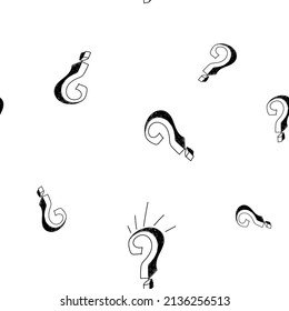 Vector illustration. 3d question mark seamless pattern. Seamless vector pattern with hand-drawn question marks. Monochrome hipster background. Hand drawn black punctuation marks.