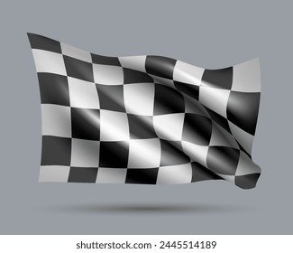 Vector illustration of 3D Racing flag isolated on light background. Created using gradient meshes, EPS 10 vector