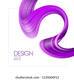Vector illustration: 3d realistic background with purple brush stroke paint or ribbon. Wave Liquid shape. Trendy design