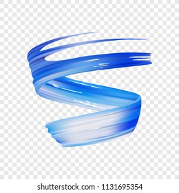 Vector illustration: 3d realistic blue brush stroke oil or acrylic paint. Wave Liquid shape. Trendy design