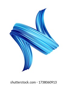 Vector illustration: 3d realistic blue color brush stroke oil or acrylic paint. Wave Liquid shape. Trendy abstract design