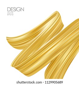 Vector illustration: 3d realistic brush stroke of Gold with Golden frame on white background. Luxury Trendy design