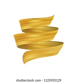 Vector illustration: 3d realistic golden brush stroke. Luxury Trendy design