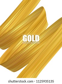 Vector illustration: 3d realistic golden background with brush stroke of gold. Luxury Trendy design