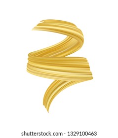 Vector illustration: 3d realistic golden brush stroke oil or acrylic paint. Wave Liquid shape. Trendy design