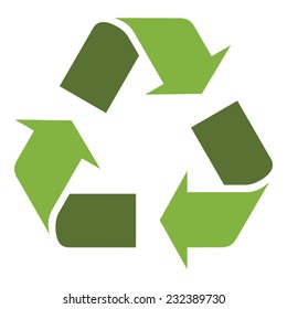 Vector illustration of 3d recycling symbol isolated on white 