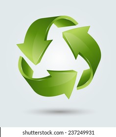 Vector illustration of 3d recycling symbol