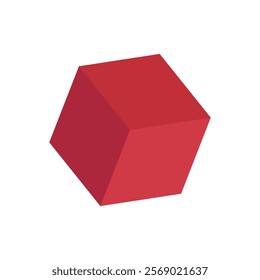 Vector illustration of 3d red cube isolated on transparent background.