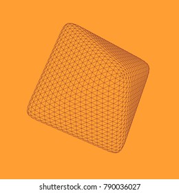 Vector illustration of 3D rhombus â?? regular platonic solid figure. Three-dimensional transparent object. Abstract polygonal shape and simple geometric form. Isolated on colored background.