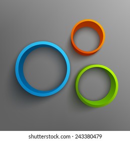 Vektorgrafik von 3D-Ringen. Hintergrunddesign für Banner, Poster, Flyer, Karte, Postkarte, Cover, Broschüre.