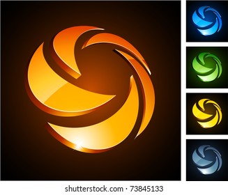Ilustración vectorial de los símbolos de rotación 3d.