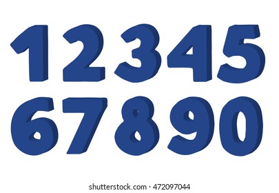 Vector illustration. 3d set of digits