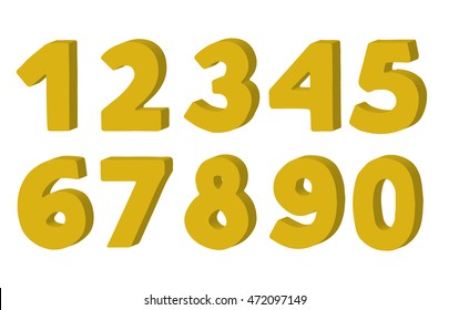 Vector illustration. 3d set of digits