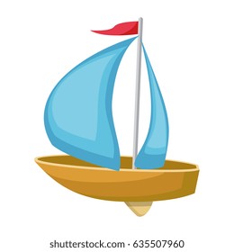 Vector illustration. 3D shading style icon of kids fishing boat.