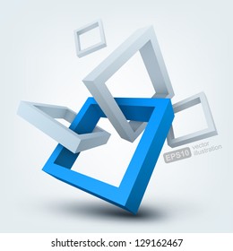 Vector illustration of 3d shapes, logo design