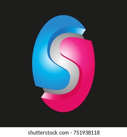 Vector illustration of 3d shapes on black background, logo design