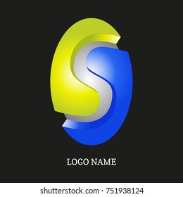 Vector illustration of 3d shapes on black background, logo design